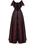 Punk Rave Womens Long Gothic Jacquard Ballgown Wedding Dress - Black & Red