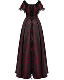 Punk Rave Womens Long Gothic Jacquard Ballgown Wedding Dress - Black & Red