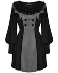 Dark In Love Gothic Lolita Doll Bat Wing Dress - Black & Grey Stripe