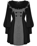 Dark In Love Gothic Lolita Doll Bat Wing Dress - Black & Grey Stripe