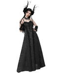 Dark In Love Gothic Butterfly Jacquard & Lace Rose Maxi Wedding Dress