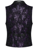 Punk Rave Mens Dark Gothic Skull Jacquard Waistcoat Vest Top Purple & Black