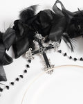 Eva Lady Womens Gothic Crucifix Featheread Headpiece Fascinator