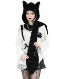 Dark In Love Gothic Lolita Cat Studded & Hooded Scarf