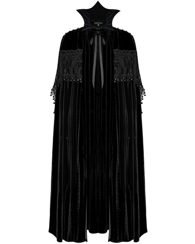 Punk Rave Womens Dark Regency Gothic Studded Velvet & Lace Cloak