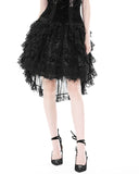 Dark In Love Womens Burlesque Gothic Layered Lace Hi-Low Skirt