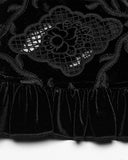 Punk Rave Womens Gothic Velvet Lace Applique Cutout Blouse Top - Black