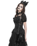 Devil Fashion Womens Gothic Crucifix Lace Applique Handbag - Black Velvet