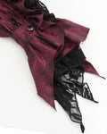 Devil Fashion Mens Gothic Crucifix Paisley Jacquard Dress Shirt & Cravat - Red & Black