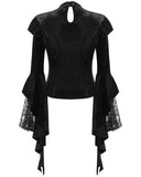 Dark In Love Womens Gothic Velvet Lace Applique Blouse Top