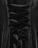 Punk Rave Daily Life Womens Long Gothic Velvet Applique Maxi Dress - Black