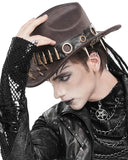 Devil Fashion Mens Apocalyptic Steampunk Bullet Fedora Hat - Brown