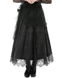 Dark In Love Womens Long Gothic Pleated Tulle Layered Floral Maxi Skirt