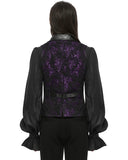 Punk Rave Mens Dark Gothic Skull Jacquard Waistcoat Vest Top Purple & Black