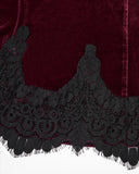 Punk Rave Daily Life Womens Long Gothic Velvet Ruched Split Waist Skirt - Red