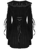 Punk Rave Womens Gothic Velvet Mini Dress With Oversize Embellished Collar - Black