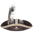 Devil Fashion Mens Steampunk Feather Pirate Cap Hat - Brown