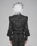 Devil Fashion Mens Dark Gothic Aristocrat Studded Jacquard Dress Shirt - Black