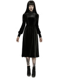 Punk Rave Womens Gothic Lace Applique Velvet Mourning Dress