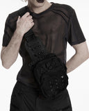 Punk Rave Mens Apocalyptic Gothic Studded Skull Cross Body Backpack Bag