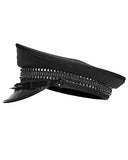 Punk Rave Mens Gothic Cyberpunk Studded Military Cap Hat