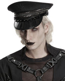 Punk Rave Mens Gothic Cyberpunk Studded Military Cap Hat