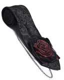Punk Rave Mens Dark Gothic Paisley Jacquard Rose Neck Tie - Black & Red