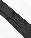 Punk Rave Mens Dark Gothic Paisley Jacquard Rose Neck Tie - Black & Red