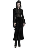 Punk Rave Womens Long Gothic Velvet & Lace Beaded & Embroidered Maxi Dress