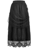 Dark In Love Womens Long Gothic Pleated Tulle Layered Floral Maxi Skirt