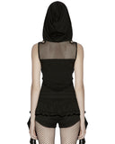 Punk Rave Daily Life Womens Gothic Wasteland Fishnet Contrast Hooded Vest Top