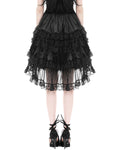 Dark In Love Womens Burlesque Gothic Layered Lace Hi-Low Skirt