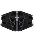 Devil Fashion Mens Gothic Coffin & Crucifix Chained Velvet Cummerbund Belt