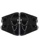 Devil Fashion Mens Gothic Coffin & Crucifix Chained Velvet Cummerbund Belt