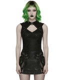 Punk Rave Womens Apocalyptic Gothic Studded Shredded Fishnet Tank Top Vest