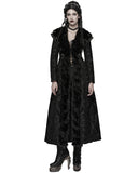 Punk Rave Womens Long Gothic Aristocrat Jacquard & Faux Fur Winter Coat