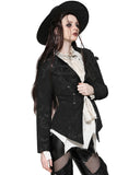 Dark In Love Womens Baroque Gothic Jacquard Layered Collar Riding Jacket