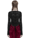 Punk Rave Womens Elegant Floral Lace V-Neck Top - Black