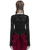 Punk Rave Womens Elegant Floral Lace V-Neck Top - Black