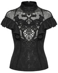 Punk Rave Womens Elegant Gothic Floral Lace Applique Blouse Top