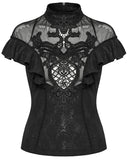Punk Rave Womens Elegant Gothic Floral Lace Applique Blouse Top