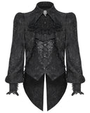 Devil Fashion Mens Gothic Aristocrat Split Tails Paisley Jacquard Dress Shirt & Cravat - Black