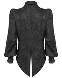 Devil Fashion Mens Gothic Aristocrat Split Tails Paisley Jacquard Dress Shirt & Cravat - Black