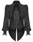 Devil Fashion Mens Gothic Aristocrat Split Tails Paisley Jacquard Dress Shirt & Cravat - Black