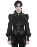 Devil Fashion Mens Gothic Aristocrat Split Tails Paisley Jacquard Dress Shirt & Cravat - Black