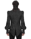 Devil Fashion Mens Gothic Aristocrat Split Tails Paisley Jacquard Dress Shirt & Cravat - Black