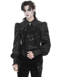 Devil Fashion Mens Gothic Aristocrat Split Tails Paisley Jacquard Dress Shirt & Cravat - Black