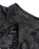 Devil Fashion Mens Gothic Aristocrat Split Tails Paisley Jacquard Dress Shirt & Cravat - Black