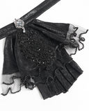 Devil Fashion Mens Gothic Aristocrat Split Tails Paisley Jacquard Dress Shirt & Cravat - Black