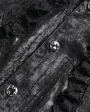 Devil Fashion Mens Gothic Aristocrat Split Tails Paisley Jacquard Dress Shirt & Cravat - Black
